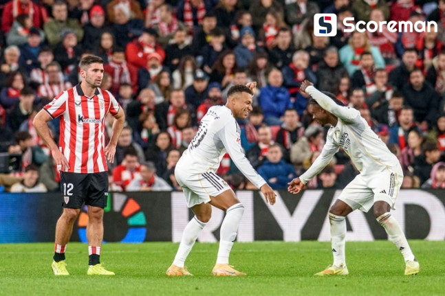 '음바페 2골 1도움' 레알 마드리드, 원정서 빌바오 3-0 대파...1위 바르셀로나 1점 차 맹추격